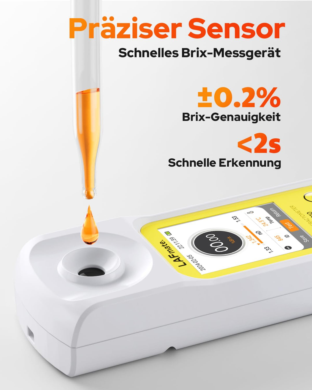 Digitales Refraktometer mit ATC für Weinherstellung, Heimbrauen, 0~95% Brix Refraktometer Zuckergeha