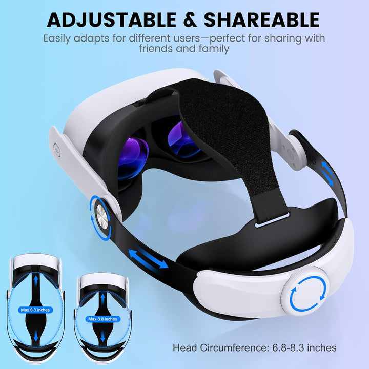 Headstrap für Meta Quest 3S/Quest 3/Quest 2, verstellbares Ersatz-Kopfband für Elite-Kopfband, VR-He