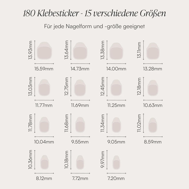 Doonails – Glue Sticker Nagel Klebepads – Spar-Pack - 3x 180 Stück Klebesticker in 15 Grössen – Dopp