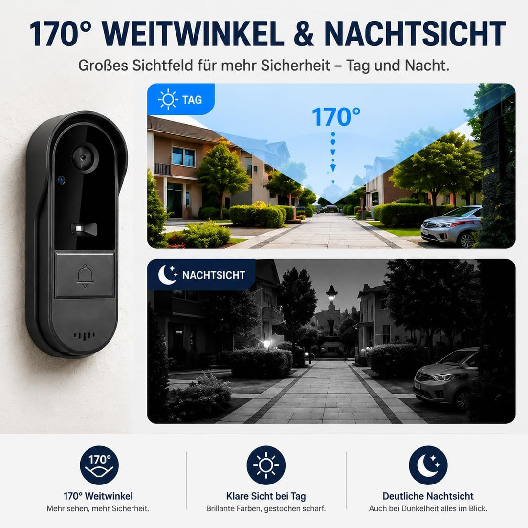 TKMARS Türklingel mit Kamera 1080P Videotürklingel Funkklingel mit Kamera IP65 Wasserdicht Smarte Tü