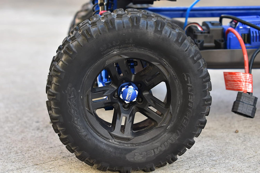 Aluminium 7075-T6 Hex Adapters (+6.5mm) and Wheel Lock for Traxxas 1:8 4WD Sledge 95076-4/1:10 E-Rev