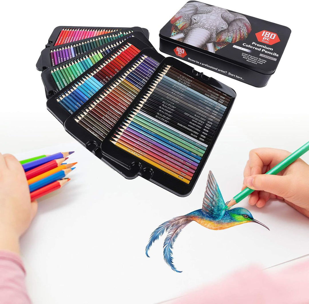 Zerodis 180pcs Holzskizzenstifte Set, farbige Kunststifte Sketch Travel Set Künstler Drawing Kit Prä