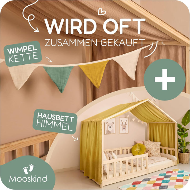 Hausbett Himmel – Aus weichem Musselin in 7 Farben – 100% Bio-Baumwolle – Traumhafte Hausbett Deko &
