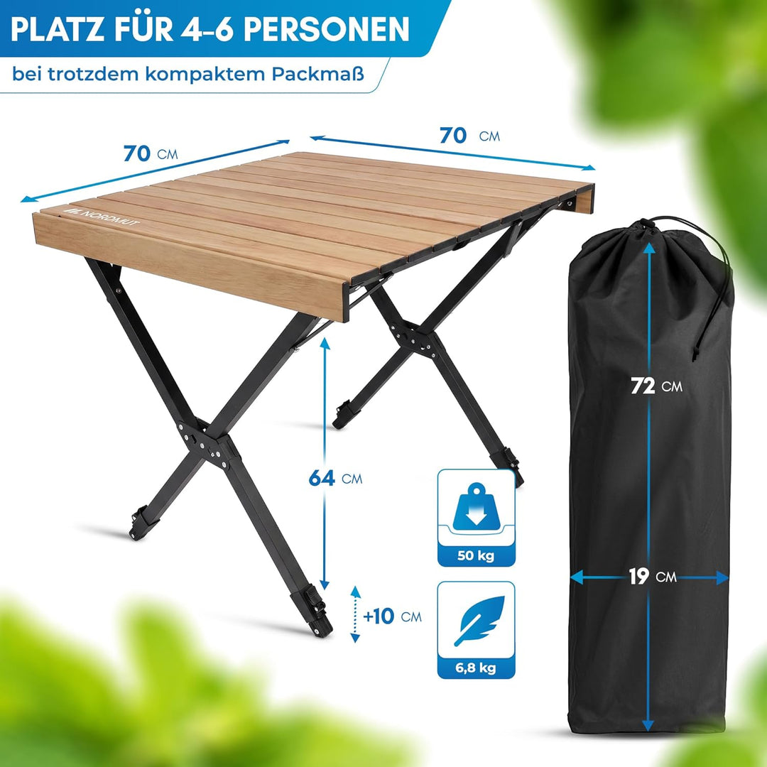 NORDMUT® Campingtisch klappbar – Hochwertiger Klapptisch Camping aus Aluminium – Rostfreier Campingt