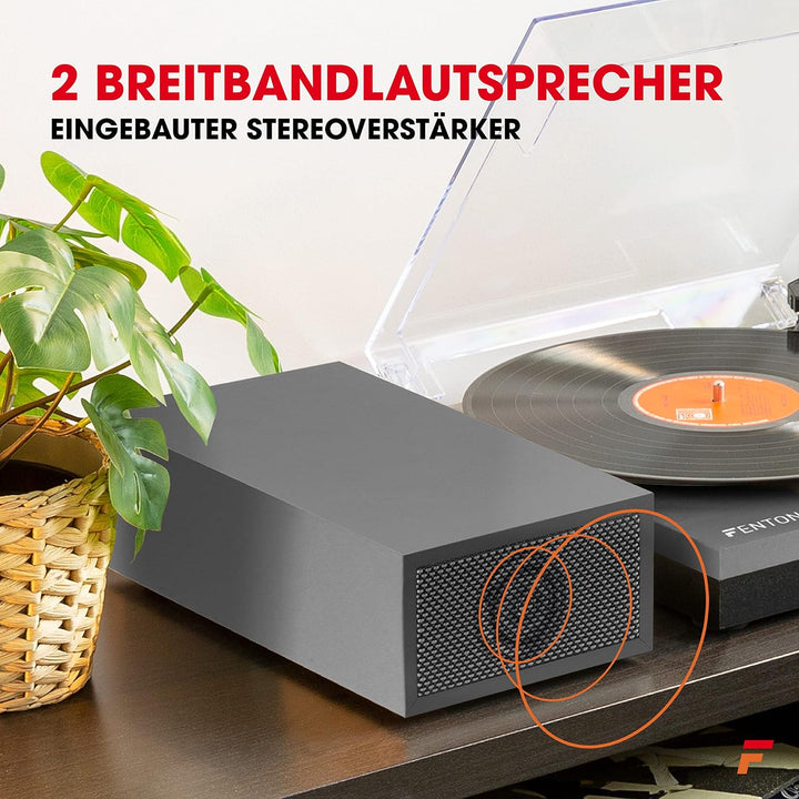 Fenton RP165G - Plattenspieler Bluetooth, Plattenspieler mit externen Lautsprechern, Abdeckhaube, Au