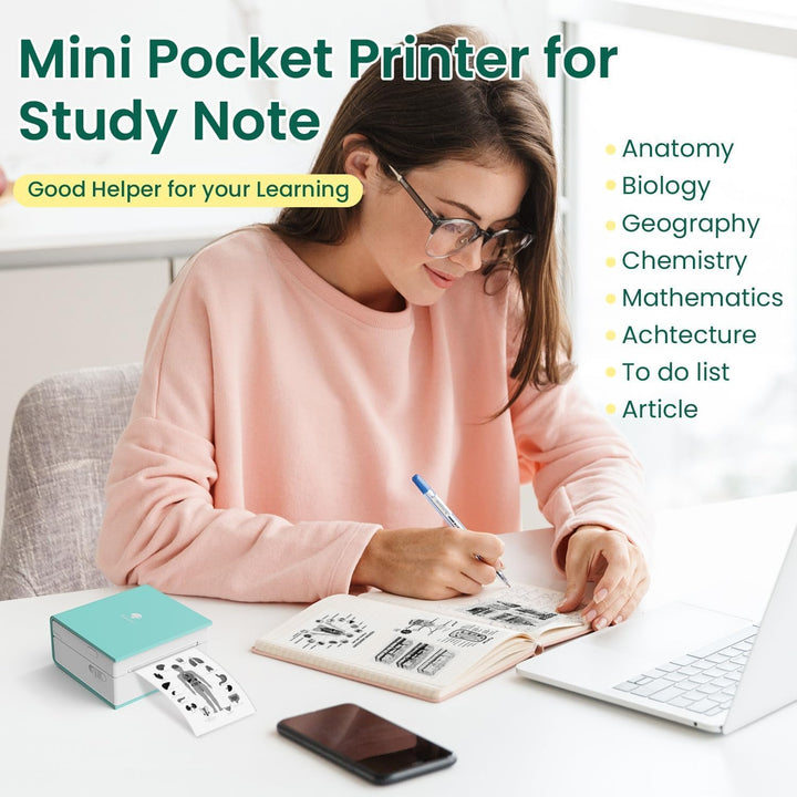 Phomemo M02 Mini Drucker,Bluetooth Taschendrucker,Aufkleber Klein Thermodrucker,Tragbarer Portable P