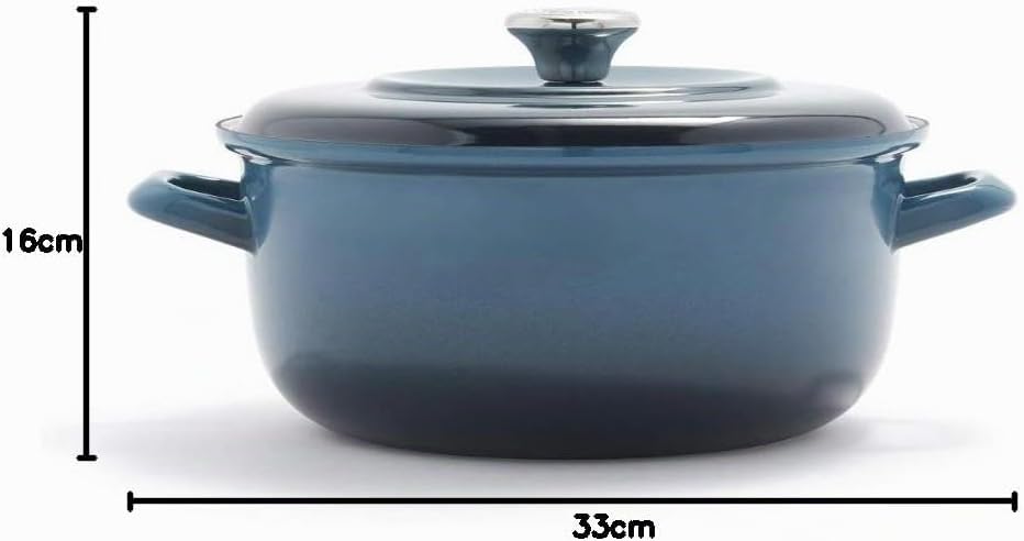 Merten & Storck Dutch Oven Runder Schmortopf, 26cm/5 Liter, Tiefblau mit Farbverlauf 26cm/5L Tiefbla