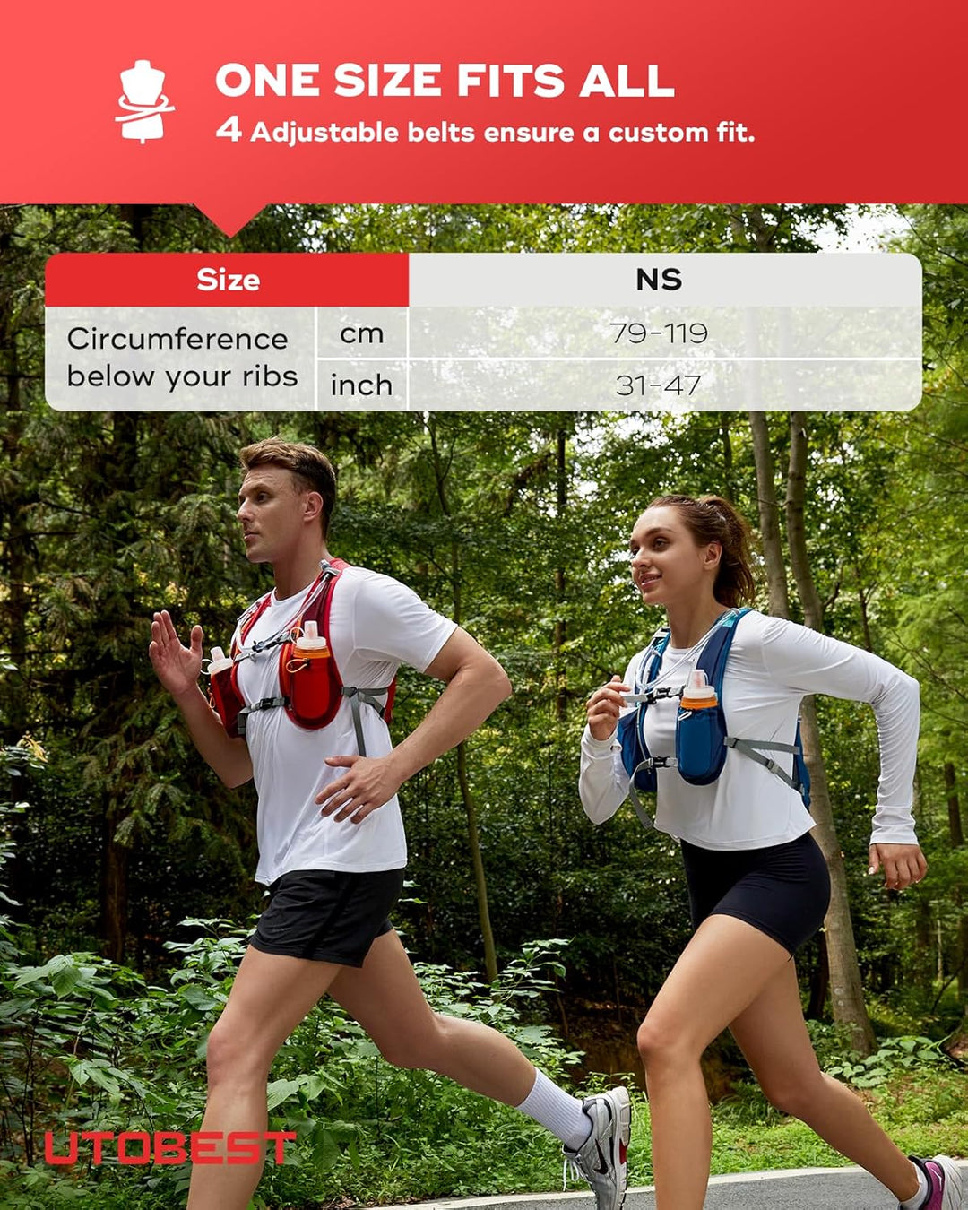 UTOBEST Trinkrucksack 5L Herren Damen Ultraleicht Laufrucksack für Laufen,Marathon,Jogging,Radfahren
