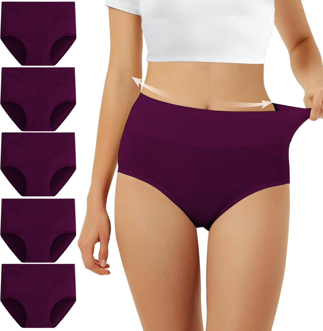 FALARY Unterhosen Damen Baumwolle Hohe Taille 5er Pack Stretch Atmungsaktiv Panties Weich Frauen Unt