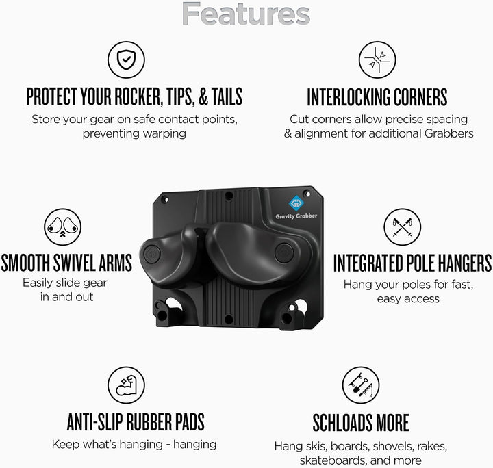 Gravity Grabber Ultimate Ski &amp; Snowboard Wandhalterung - Passt zu jedem Ski/Snowboard - für Schadens