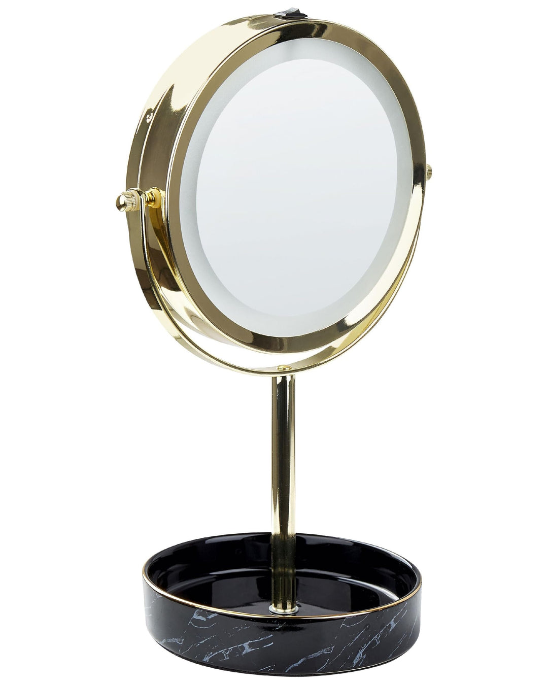 Kosmetikspiegel mit LED-Beleuchtung gold/schwarz ø 26 cm doppelseitig Savoie