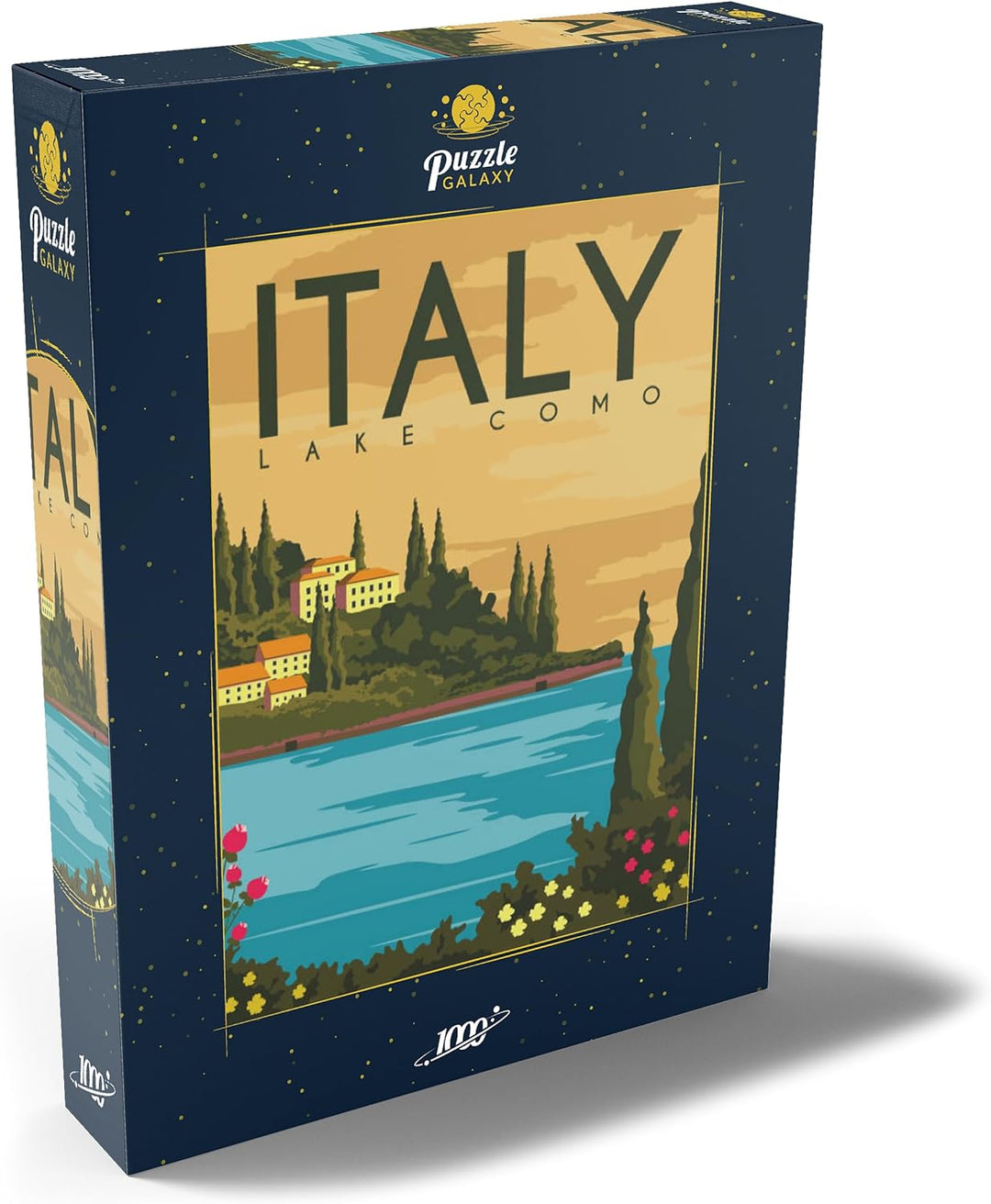 Lake Como Italy, Art Deco Style Vintage Poster, Illustration - Premium 1000 Teile Puzzle - MyPuzzle