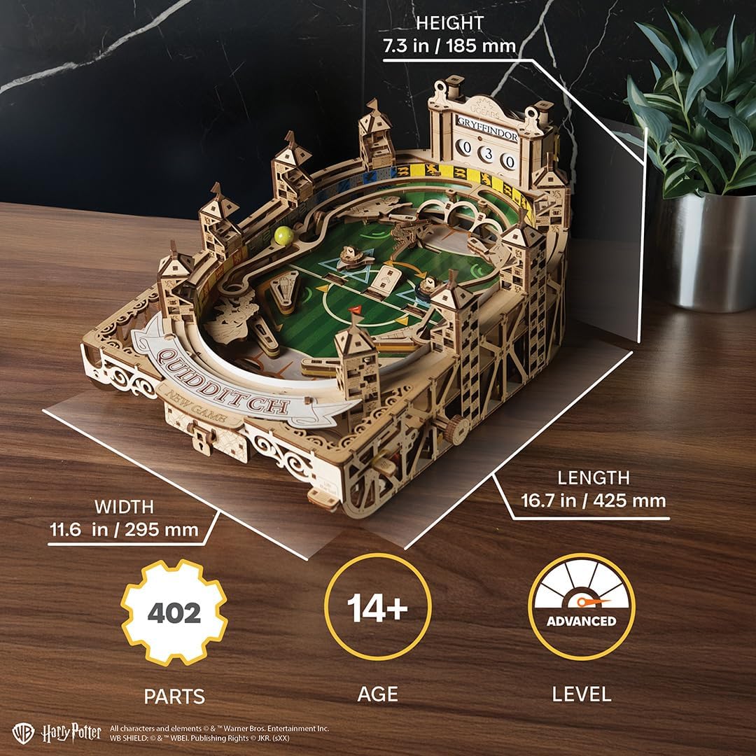 Ugears Quidditch Pinball 3D Puzzle Holz - 3D Holzpuzzle Harry Potter Flipper Maschine Modellbausatz