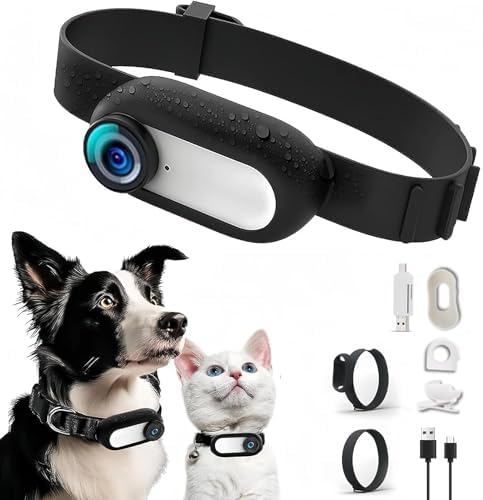Cuifati Katzenhalsband-Kamera, 1080P HD -Haustierkamera-Halsband 170° Weitwinkel für Hunde und Katze