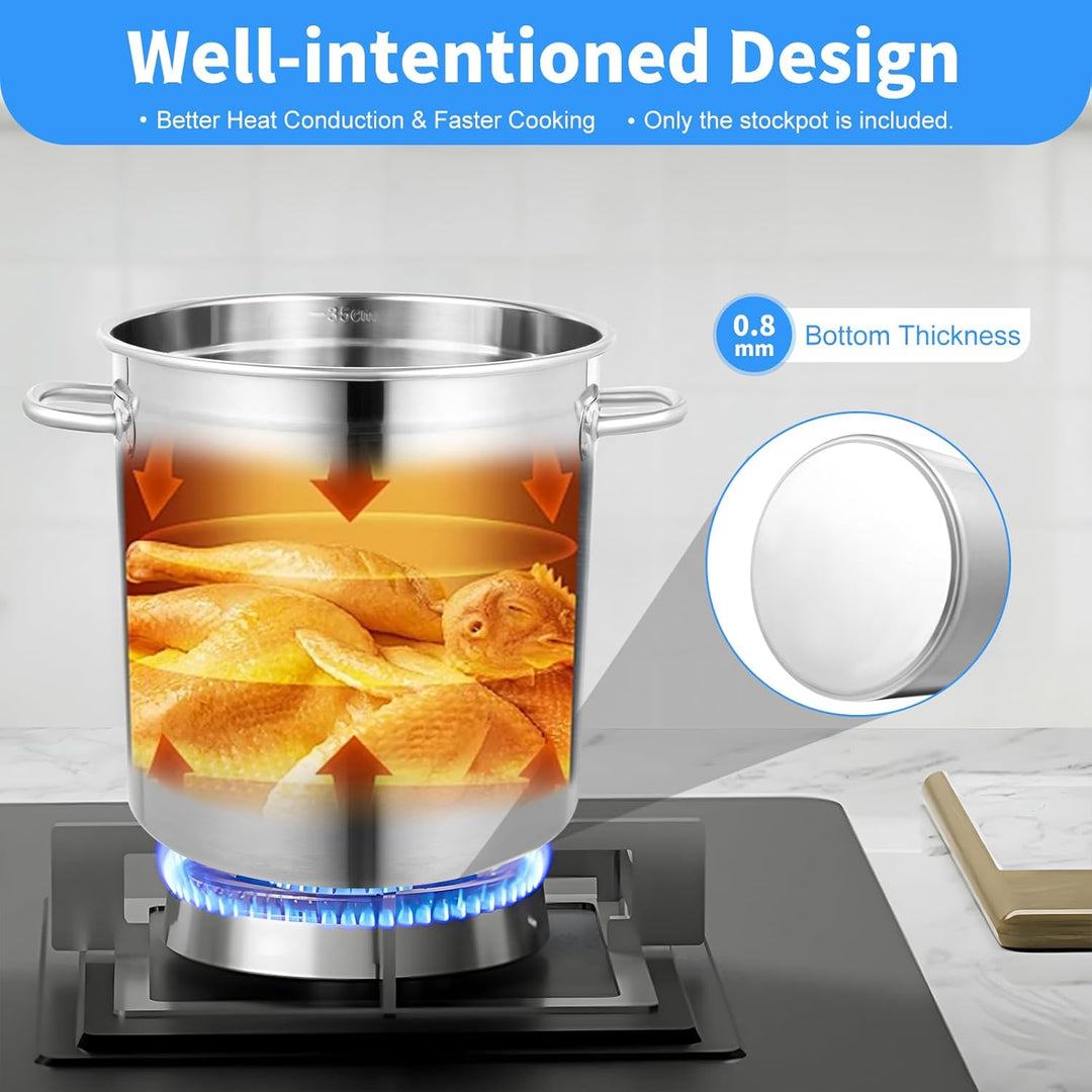 35 Liter Gastronomie Kochtopf Eintopf Suppentopf Grosser Mit Edelstahl Deckel Küchenutensil ideal Su