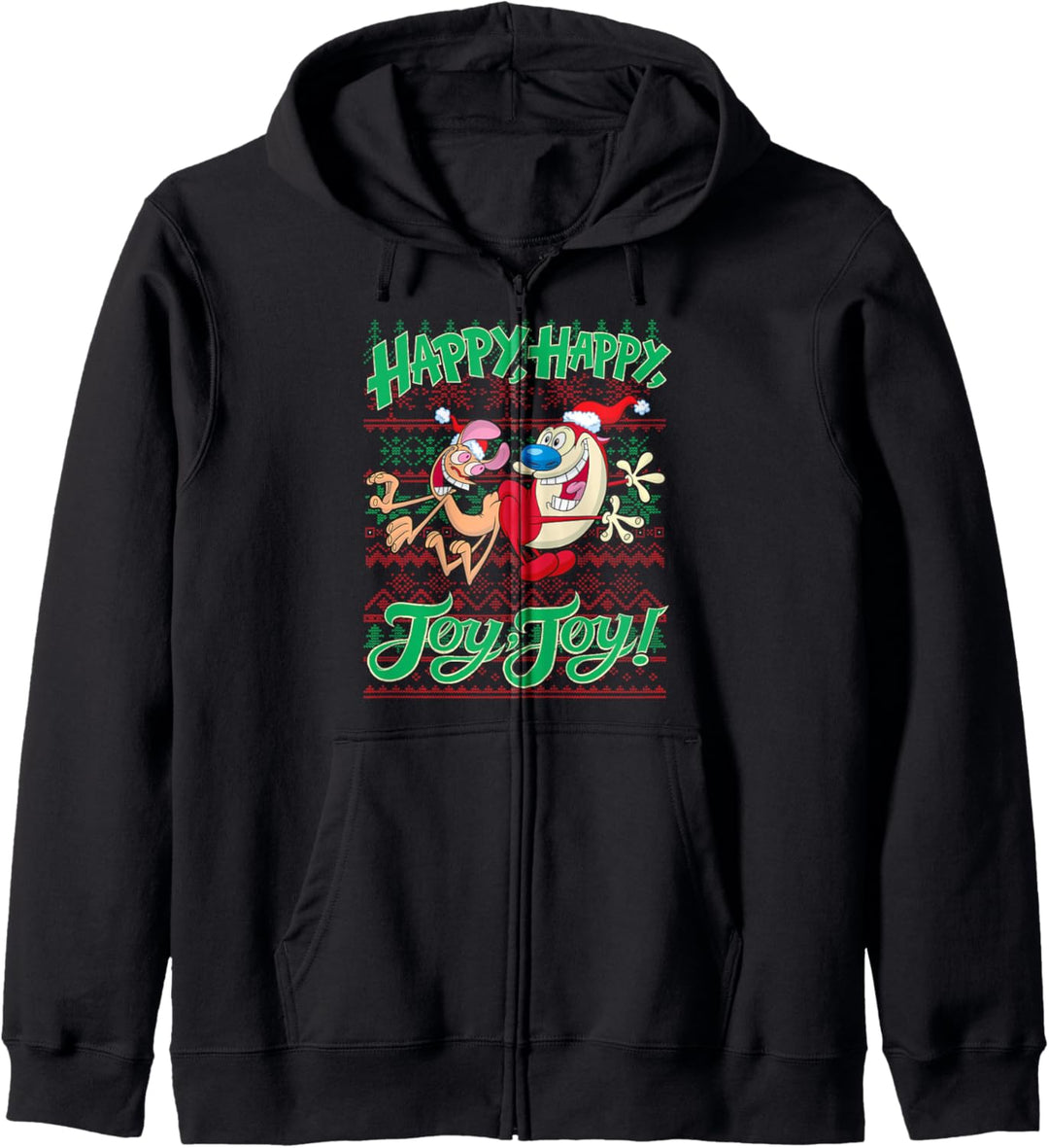 Ren and Stimpy Christmas Happy Joy Ugly Sweater Kapuzenjacke