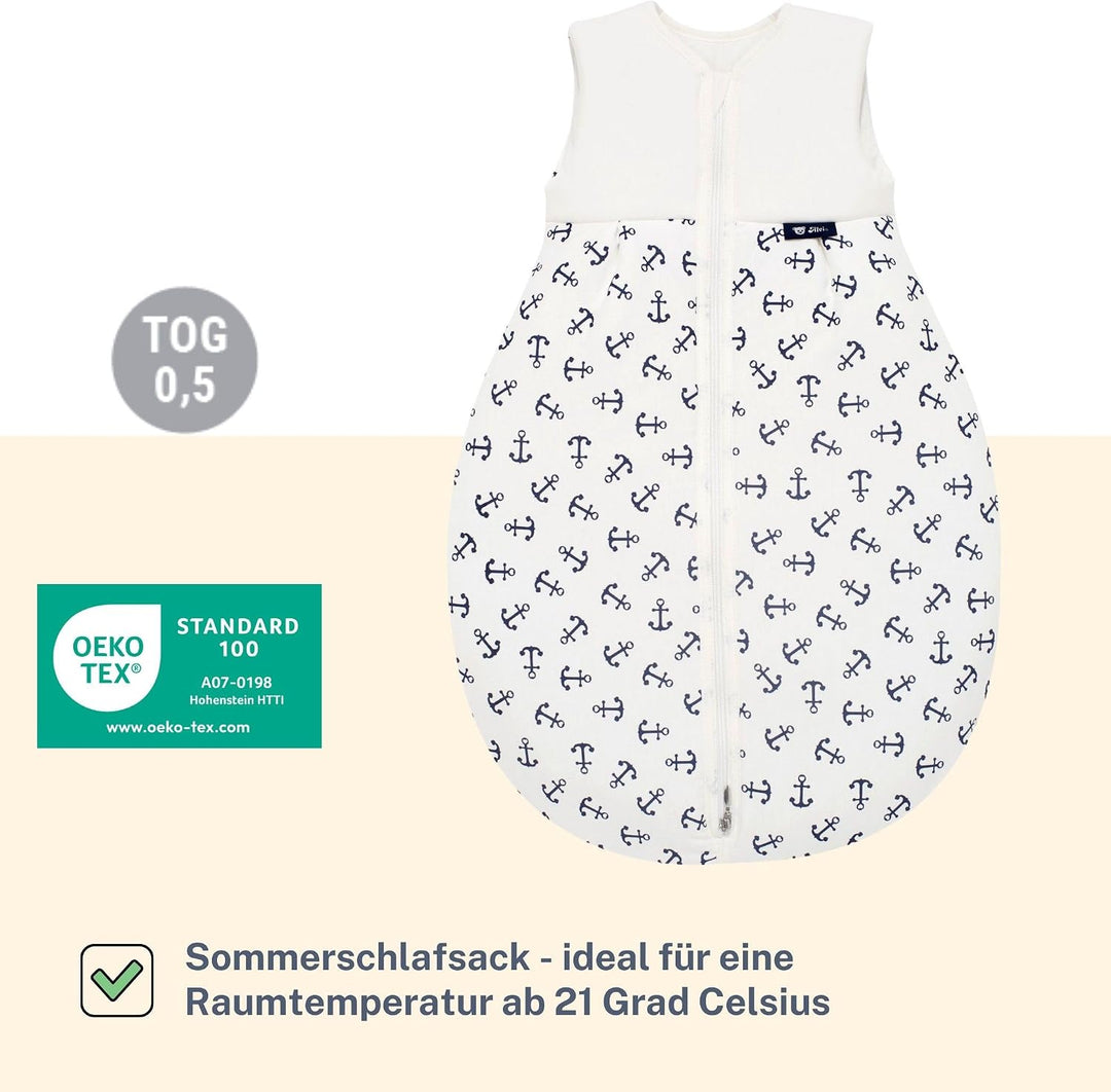 Alvi Schlafsack Baby Mäxchen light I leichter Babyschlafsack ärmellos I Sommerschlafsack Jungen und
