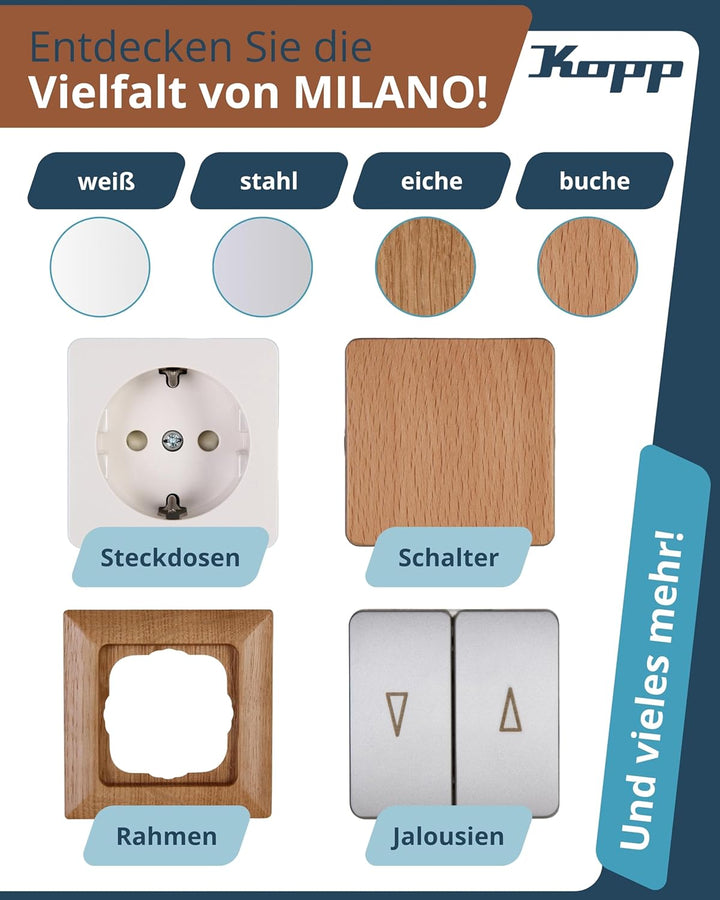 Kopp 917131082 Milano Buche Antennensteckdose mit DREI Ausgängen, TV/RF/SAT, Einzel- und Durchgangsd