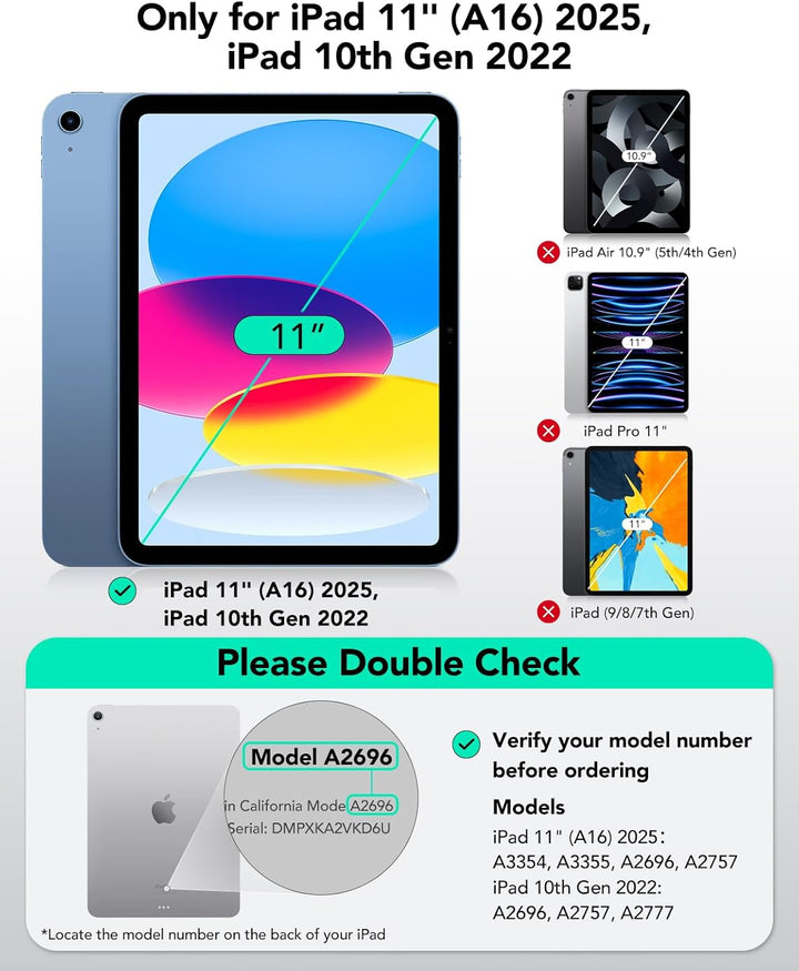 ESR iPad 11 (A16) 2025/10 Generation Flex Hülle mit Tastatur, ultraleichte magnetische abnehmbare Ke