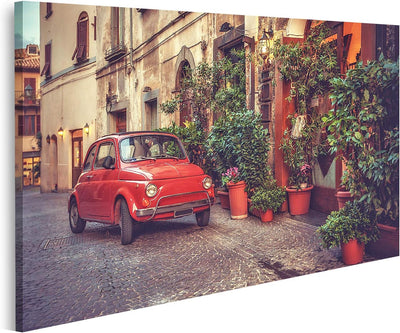 islandburner Bild auf Leinwand Altes Kultauto Auf Der Strasse Neben Dem Restaurant In Der Italienisc