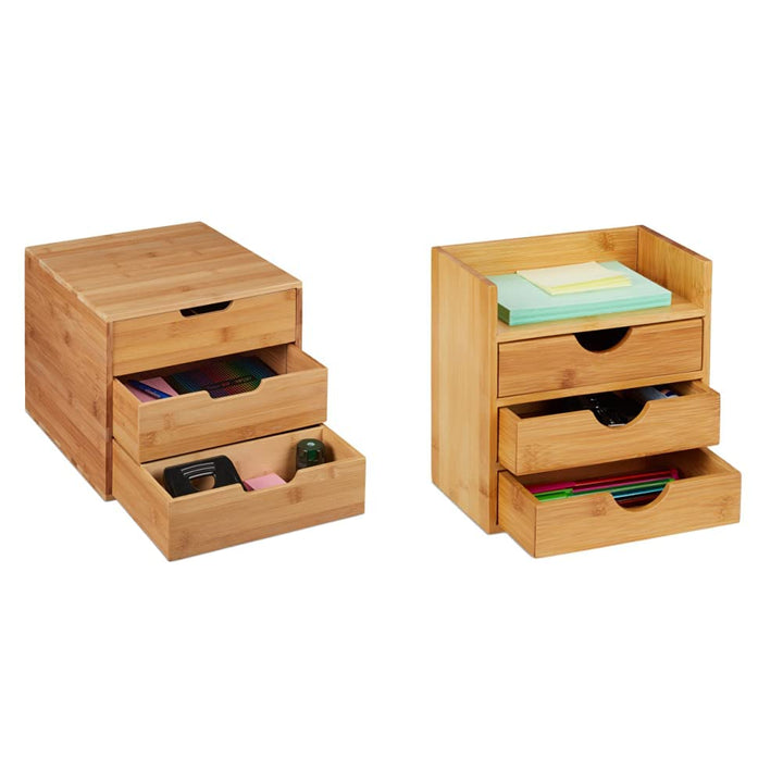 Relaxdays Schreibtisch Organizer, 3 Schubladen, HBT 26x30x31 cm, natur & Natur Schreibtisch Organize