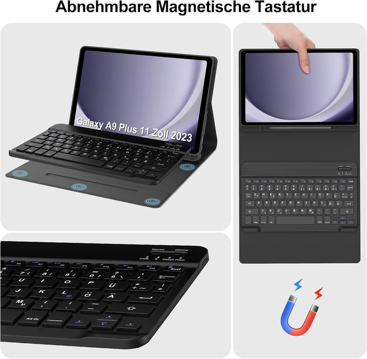 Tastatur für Samsung Galaxy Tab A9+ 11 Zoll 2023 (SM-X210/X215/X216/X218) Schwarz Schwarz, Schwarz S