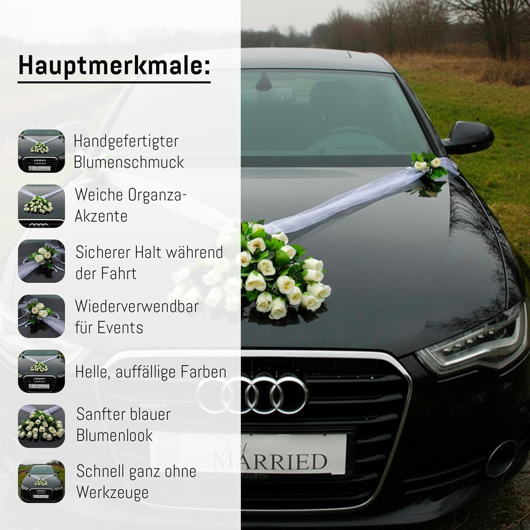 Spitze STRAUss Auto Schmuck Braut Paar Rose Deko Dekoration Autoschmuck Hochzeit Car Auto Wedding De