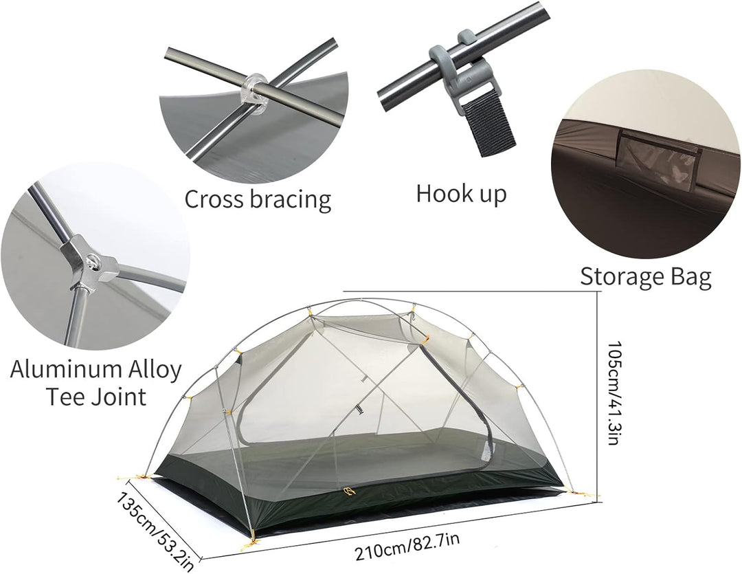 Naturehike Mongar 2 Zelt Campingzelt Ultraleichte Zelt 2 Personen Camping Zelt Rucksackzelte 3-Jahre