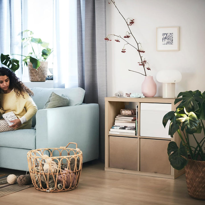 IKEA Kallax Regal, Eichenoptik, gebeizt, Weiss, 77 x 39 x 77 cm, 4 Einlegeböden