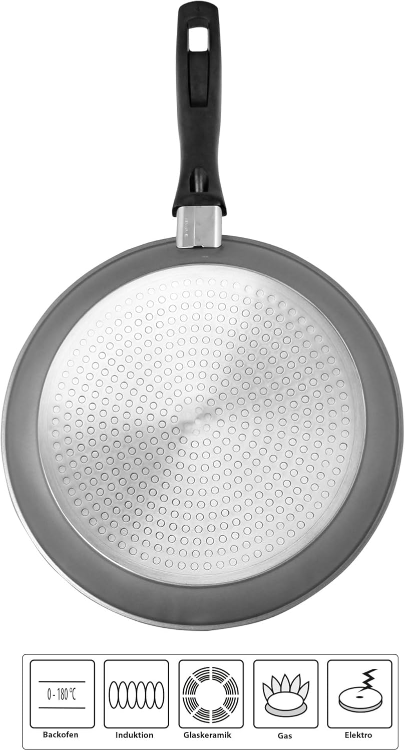 Stoneline Schmorpfanne 24 cm hoher Rand, Aluguss, Schmorpfanne beschichtet mit echten Steinpartikeln