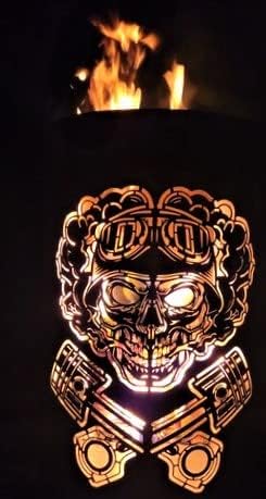 TiKo-Design® Feuertonne Feuerkorb mit Motiv – Lagerfeuertonne mit Motiv Skull – Verleihen Sie Ihrem