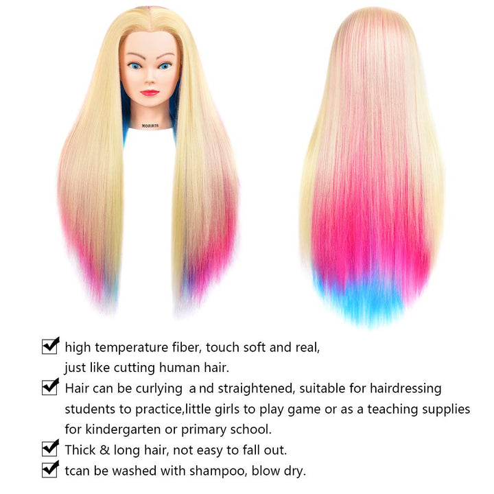 Mannequinkopf aus Kunstfaser, 66–71,1 cm lang, für Friseurtraining, mit Klemme (Kopf-613), Kopf-613
