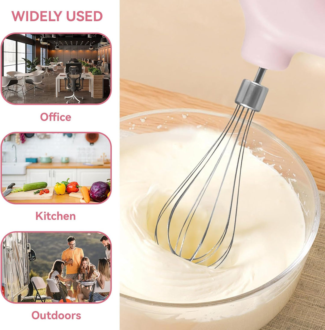 Elektrischer Handmixer Mit Edelstahl Schneebesen, Knet 1500mAh 4 Geschwindigkeit USB Handmixer Klein
