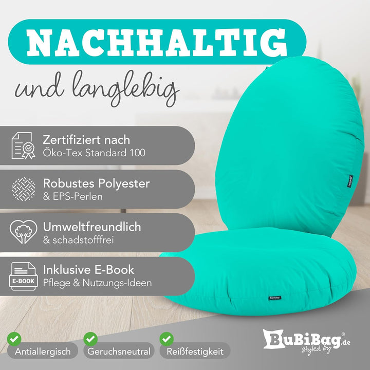 BuBiBag 2in1 Sitzsack L - XXL mit Füllung für Kinder & Erwachsene, Gaming Beanbag & Bodenkissen für
