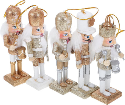 VALICLUD 5 Stücke Weihnachten Nussknacker Figuren Puppe Baumschmuck Soldaten Holz Dekofigur Weihnach