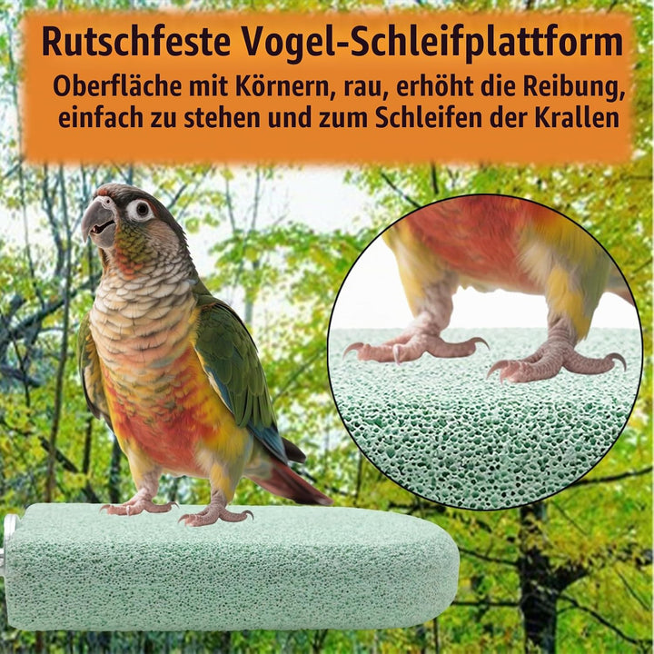 Allazone Papagei Zähne Schleifen Stein, Vogelsitzstangen, Natürliches Kauspielzeug für Kleine Bis Mi