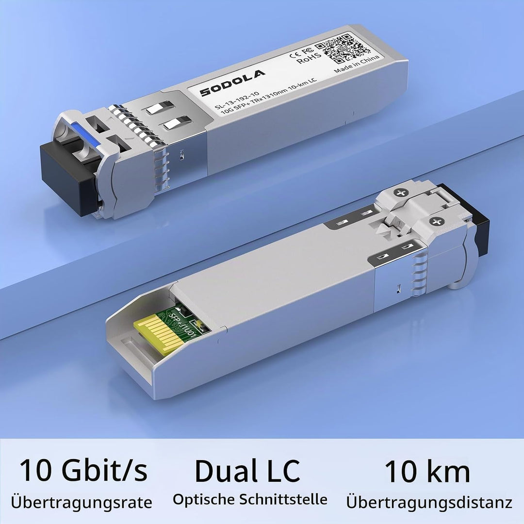 Sodola 10GBase-LR SFP+ Transceiver, 10G 1310nm SMF, bis zu 10 km, Kompatibel mit Cisco SFP-10G-LR, M