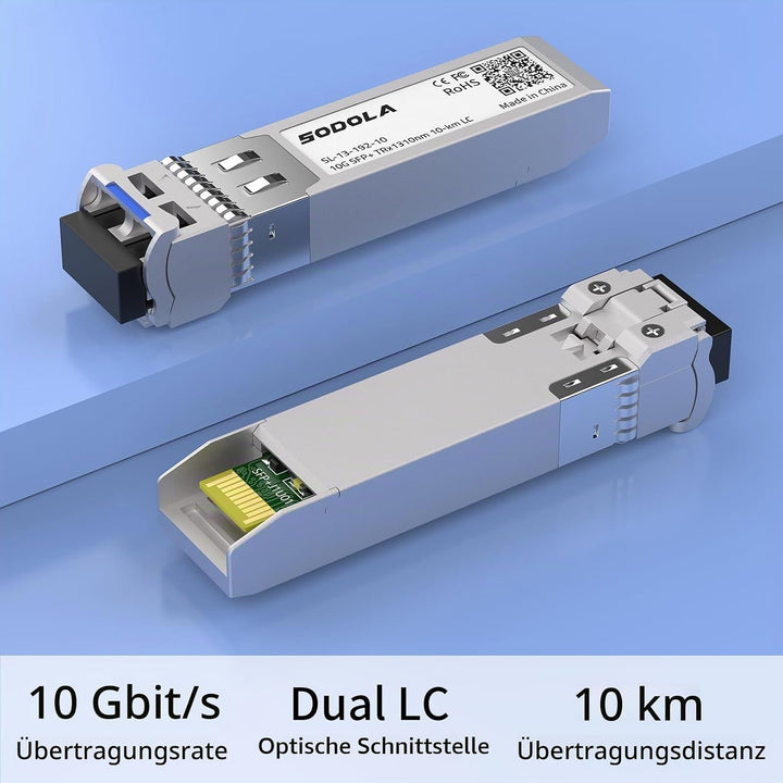 Sodola 10GBase-LR SFP+ Transceiver, 10G 1310nm SMF, bis zu 10 km, Kompatibel mit Cisco SFP-10G-LR, M