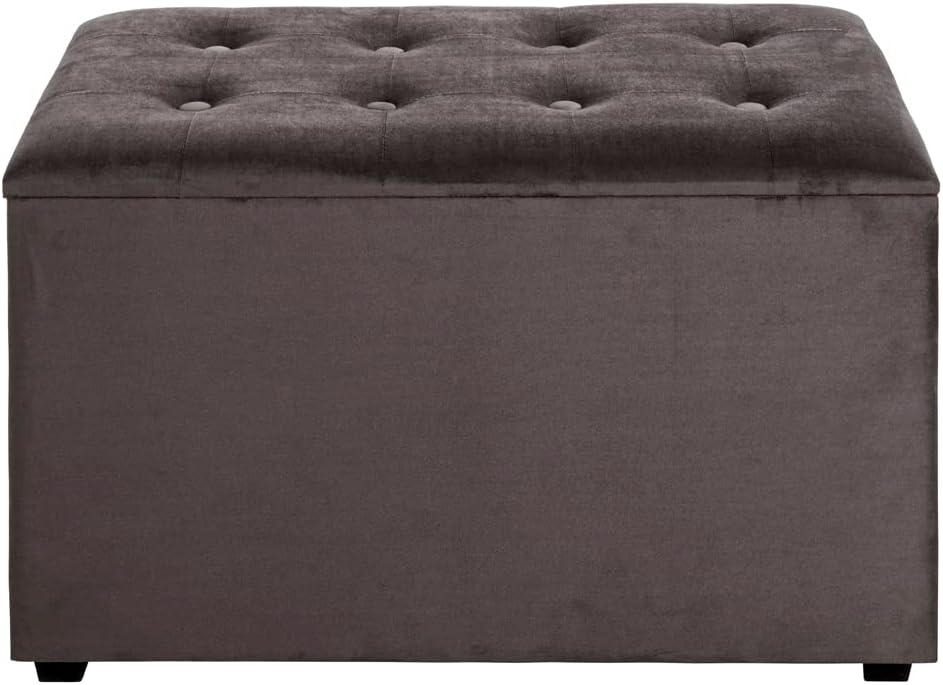 HAKU Möbel Sitztruhe, MDF, anthrazit, B 65 x T 40 x H 42 cm anthrazit_Samt 65 x 40 x H 42 cm Anthraz
