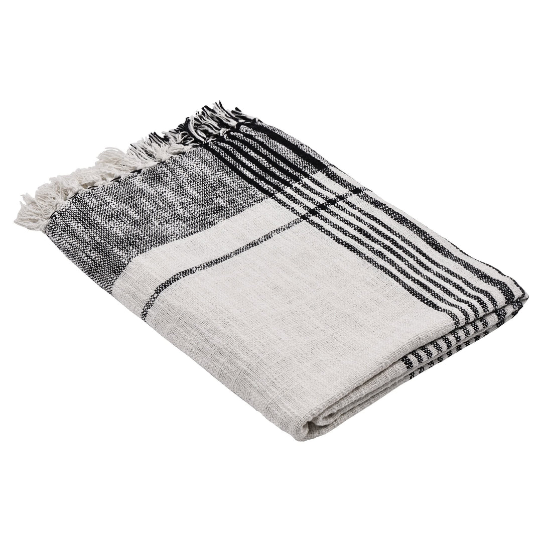 EGLO LIVING Decke Chevery, gewebte Kuscheldecke, Wolldecke für Couch, Sofadecke aus Baumwolle in Wei