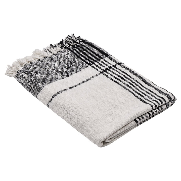 EGLO LIVING Decke Chevery, gewebte Kuscheldecke, Wolldecke für Couch, Sofadecke aus Baumwolle in Wei