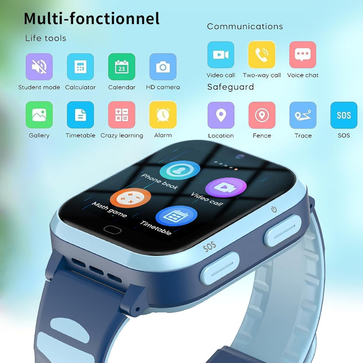 Fitonme 4G Smartwatch Kinder GPS Tracker Uhr Telefon WLAN Wasserdichter Echtzeit-Position Videoanruf