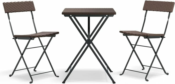 Yolola 3tlg Balkonmöbel Terrassenmöbel Bistro Set 2X Bistrostuhl Klappbar Poly Rattan + Bistrotisch
