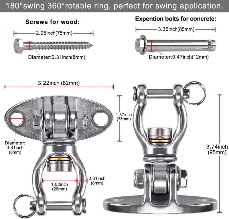 SELEWARE 900KG Kapazität Boxsack Halterung Edelstahl 360° Drehen SUS304 Edelstahl Deckenhaken Schauk