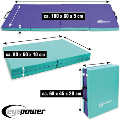 eyepower 180x60 Klappbare Turnmatte für Zuhause - Gymnastikmatte Dicke 5cm - Weichbodenmatte Akrobat