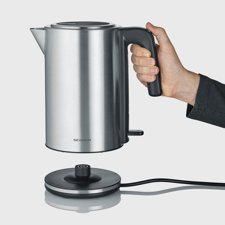 Severin Wasserkocher, Edelstahl, 1,7L, mit herausnehmbarem Kalkfilter, Leuchtanzeige, 360°-Basis, au