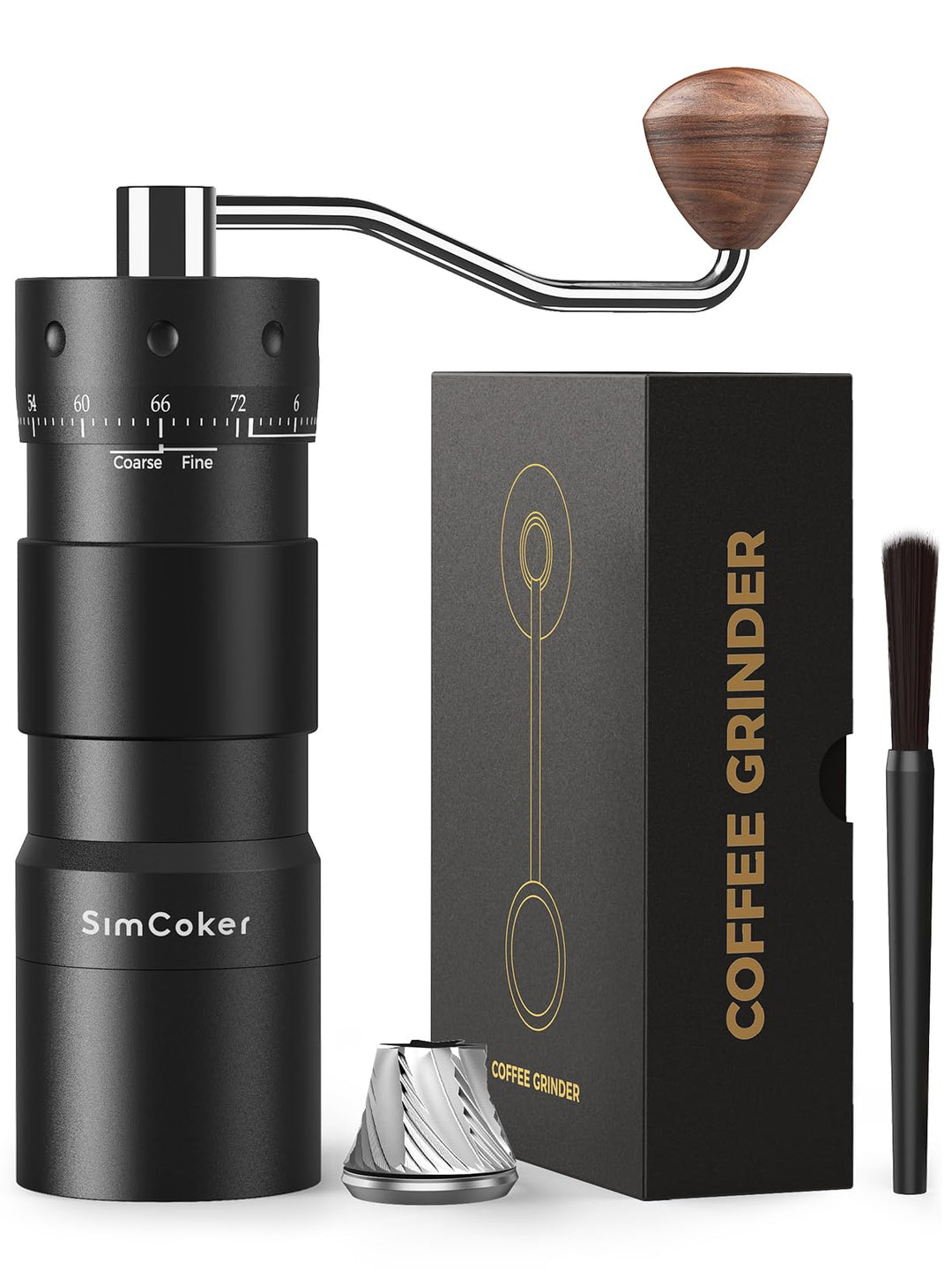 Manuelle Kaffeemühle mit 16μm externer Mahlgradeinstellung, Präzisionsmühle für Espresso & Pour Over