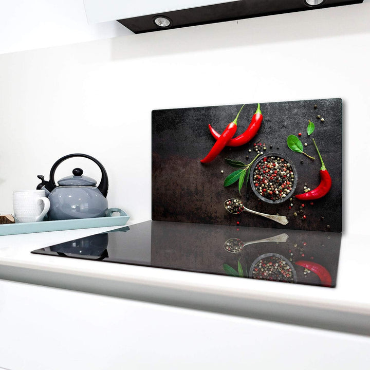 TMK | Herdabdeckplatte 90x52 cm Glas Ceranfeldabdeckung Induktion Herdschutz Spritzschutz Glasplatte