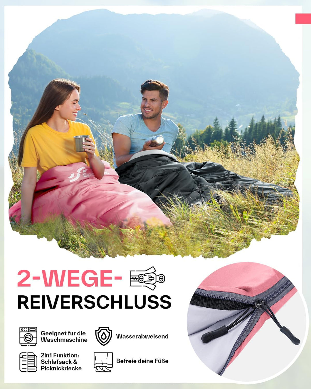 Schlafsack Sommer Schläfsack: Sportneer Warmes Sommer Schlafsacke Tragbar Leicht Wasserdicht Sleepin