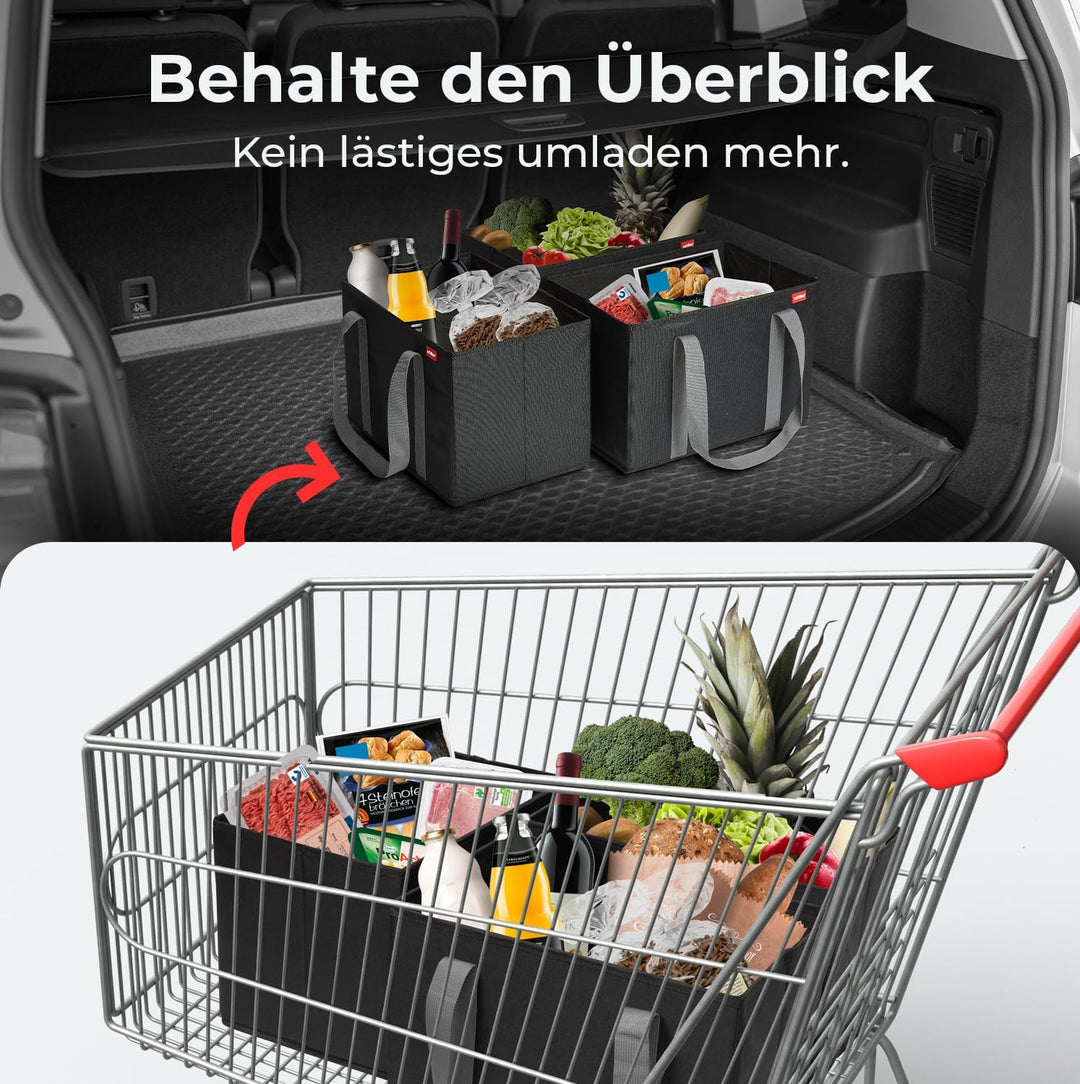 achilles 3er Set Einkaufskorb mit verstärktem Boden, Einkaufs-Taschen, Falt-Box, Trage-Korb, Shoppin